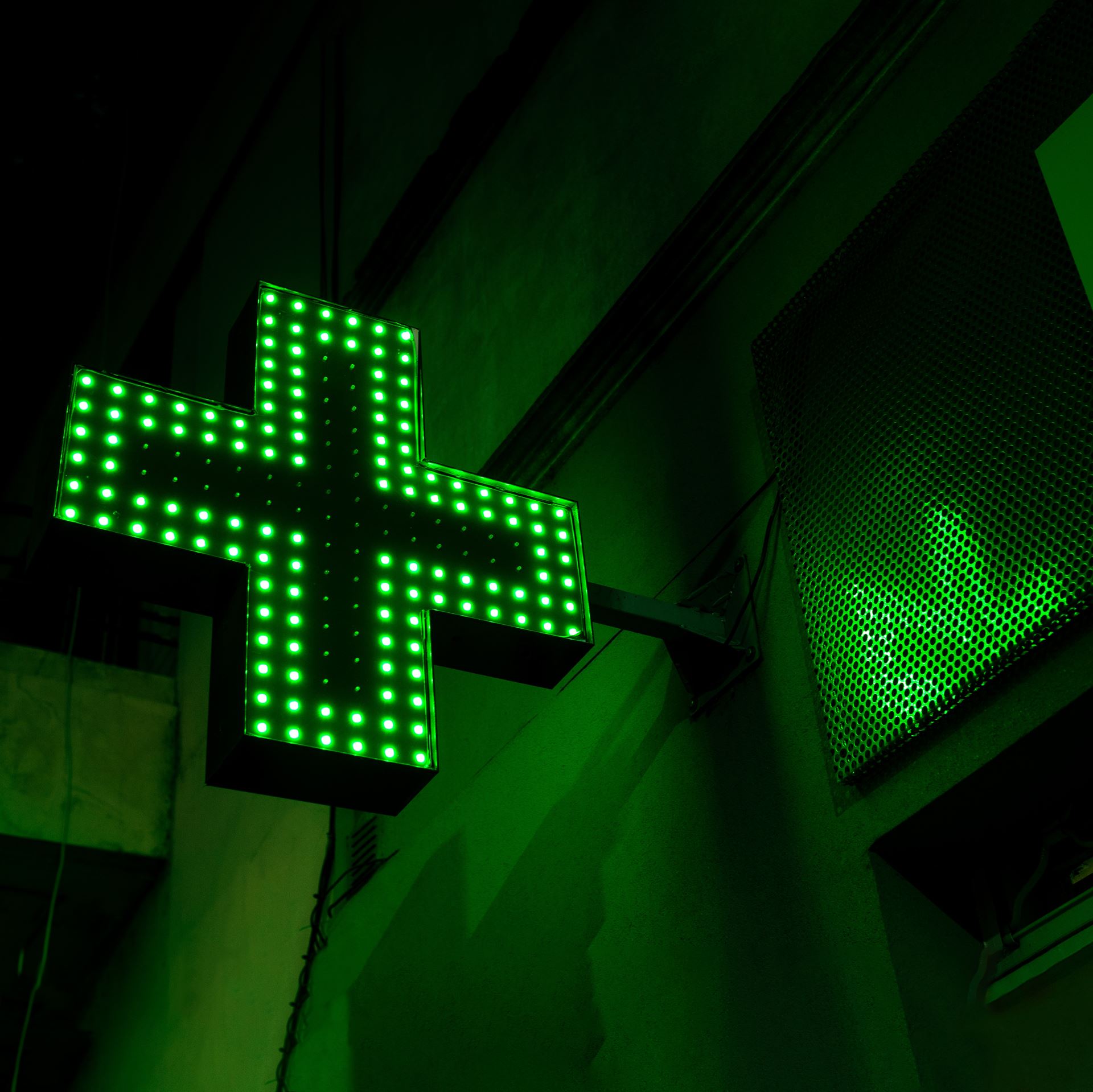 green cross, for a pharmacy