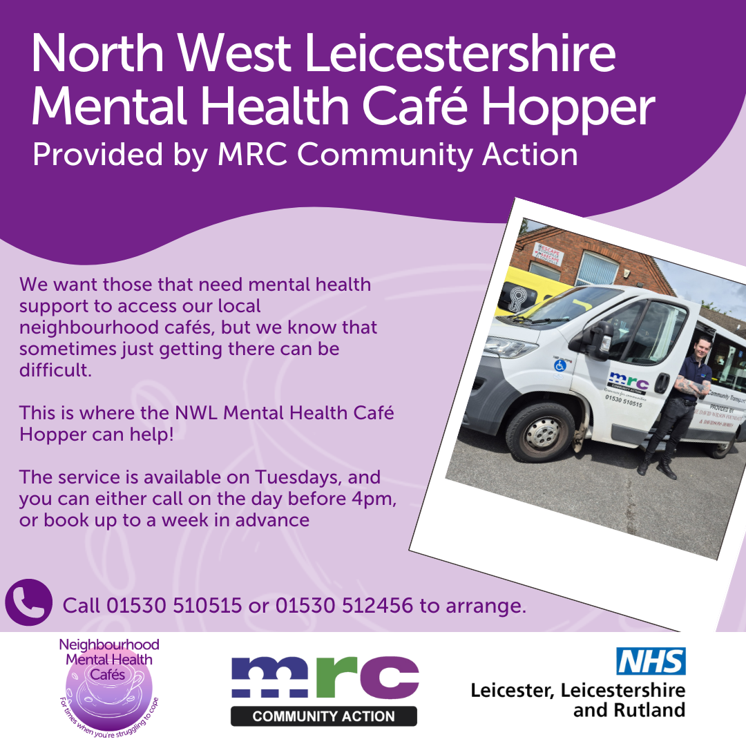 Advertisement for transport to local mental health cafés